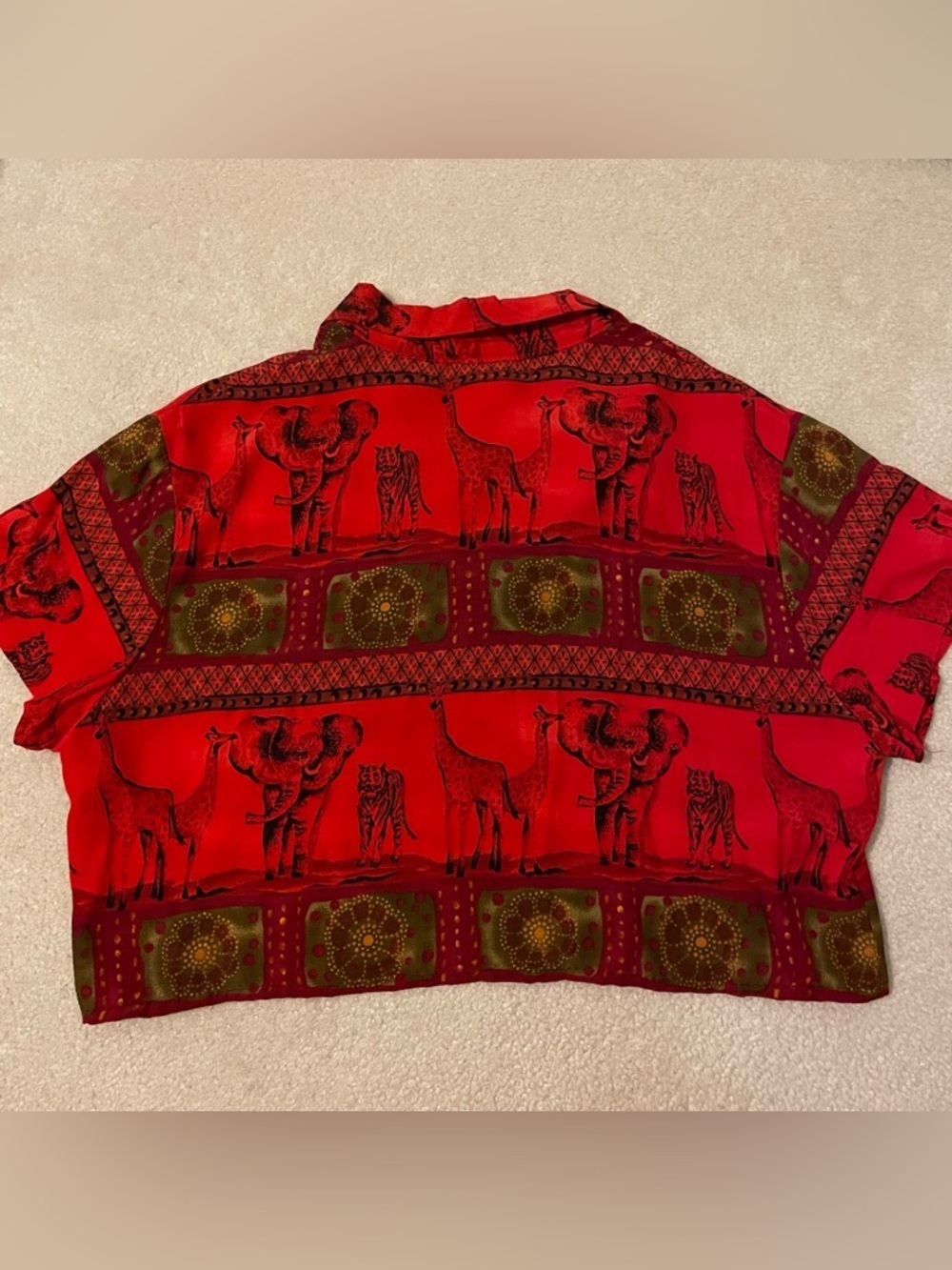 Rikki J. vintage safari animal print cropped blouse-medium EUC - Picture 4 of 6